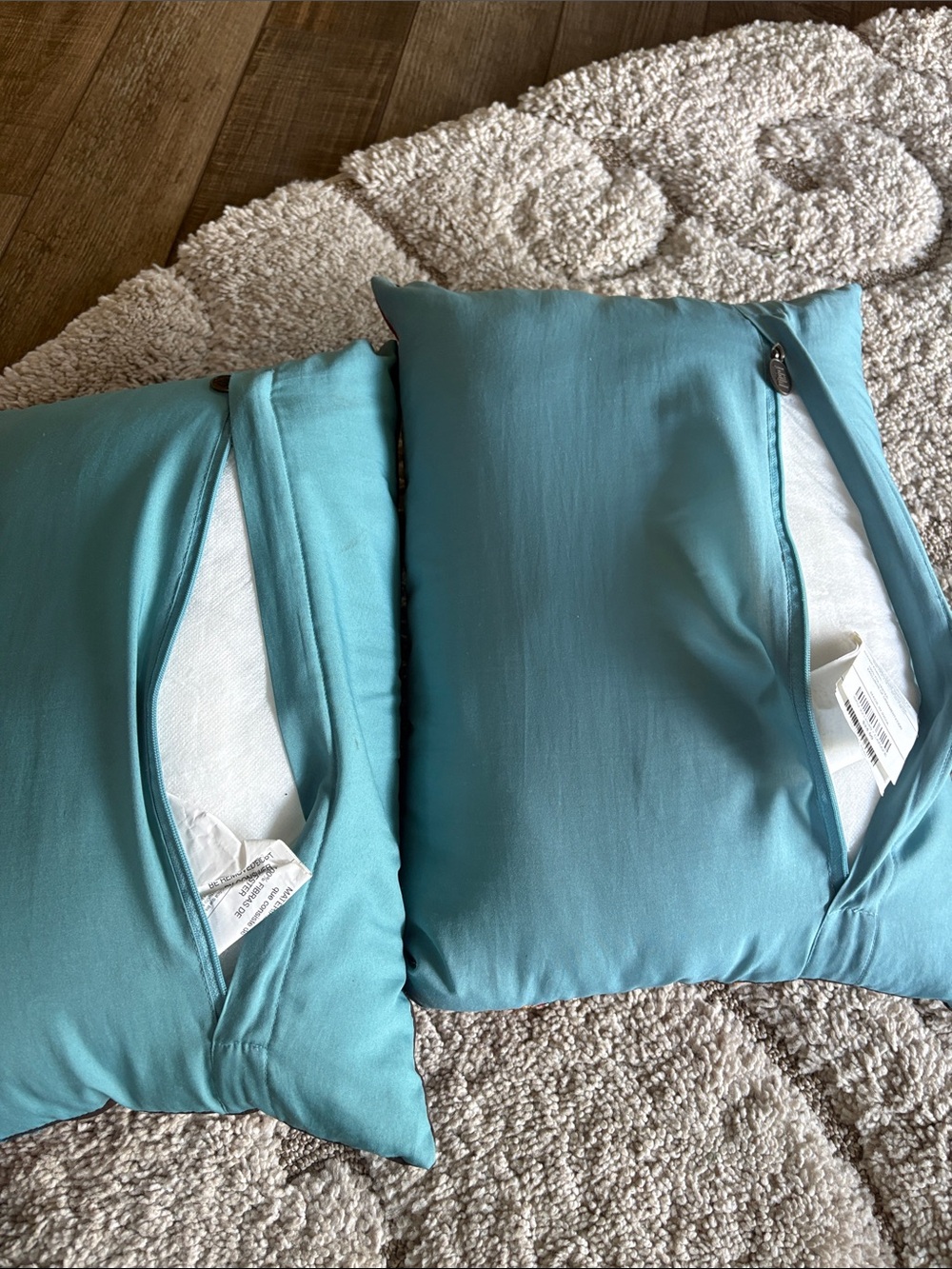 Pair Pier 1 throw pillows. Brown, orange, blue red. - Picture 4 of 4